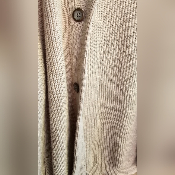 Macy's Sun And Stone Cotton Cream Cardigan XL Chunky Knit Grandpa Sweater - Picture 4 of 6
